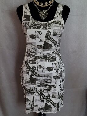 Black & White Photo-Print Tank Dress